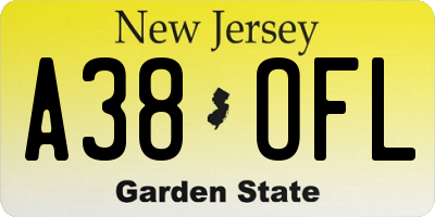 NJ license plate A38OFL