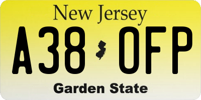 NJ license plate A38OFP