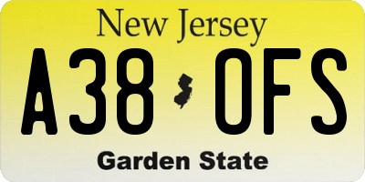 NJ license plate A38OFS