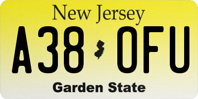 NJ license plate A38OFU