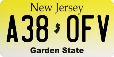 NJ license plate A38OFV