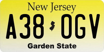 NJ license plate A38OGV