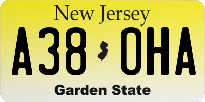 NJ license plate A38OHA