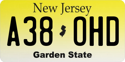 NJ license plate A38OHD
