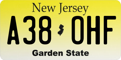 NJ license plate A38OHF