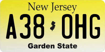 NJ license plate A38OHG