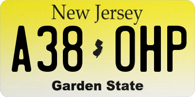 NJ license plate A38OHP