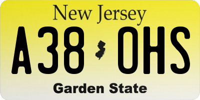 NJ license plate A38OHS