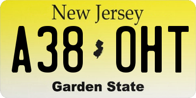 NJ license plate A38OHT
