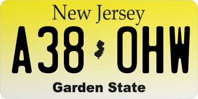 NJ license plate A38OHW