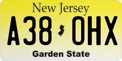 NJ license plate A38OHX