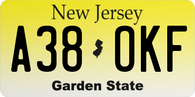 NJ license plate A38OKF