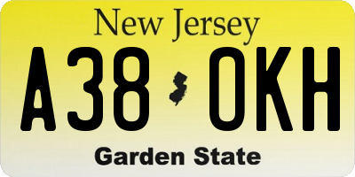 NJ license plate A38OKH
