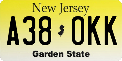 NJ license plate A38OKK