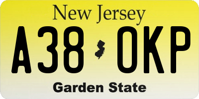 NJ license plate A38OKP
