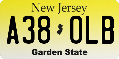 NJ license plate A38OLB