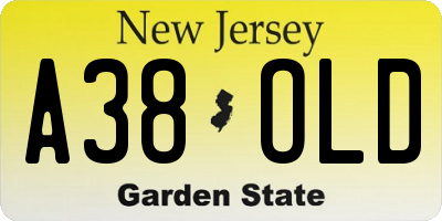 NJ license plate A38OLD