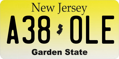 NJ license plate A38OLE