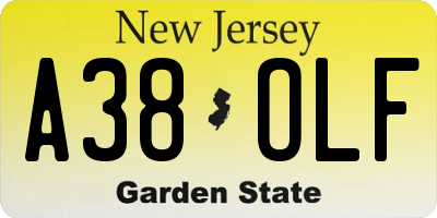 NJ license plate A38OLF