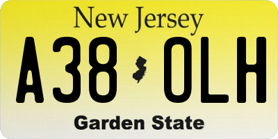 NJ license plate A38OLH