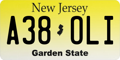 NJ license plate A38OLI