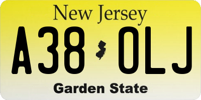 NJ license plate A38OLJ