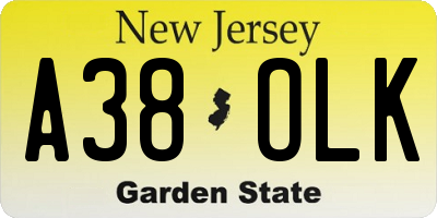NJ license plate A38OLK