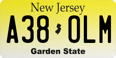 NJ license plate A38OLM