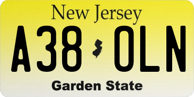 NJ license plate A38OLN