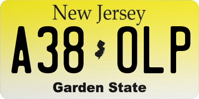 NJ license plate A38OLP