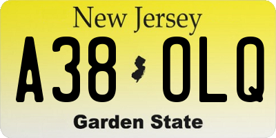 NJ license plate A38OLQ