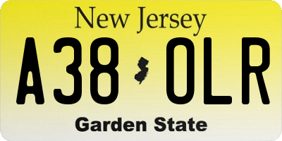 NJ license plate A38OLR
