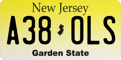 NJ license plate A38OLS