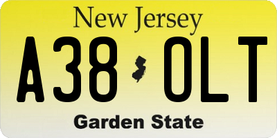 NJ license plate A38OLT
