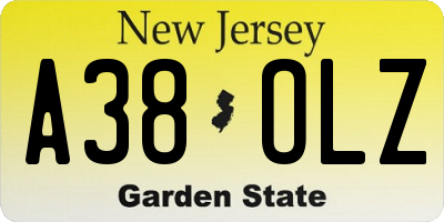 NJ license plate A38OLZ