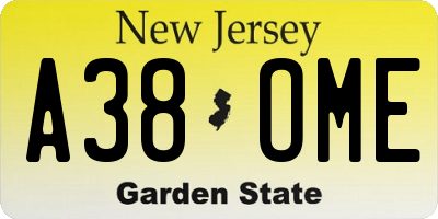 NJ license plate A38OME