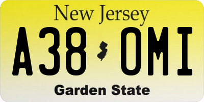 NJ license plate A38OMI