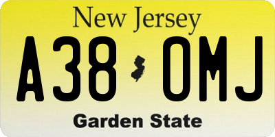 NJ license plate A38OMJ