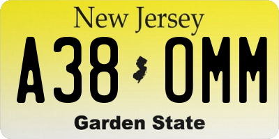 NJ license plate A38OMM