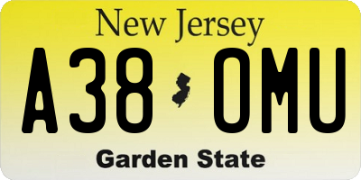 NJ license plate A38OMU