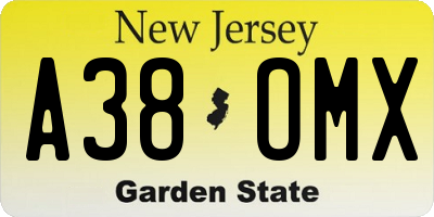 NJ license plate A38OMX