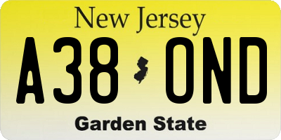 NJ license plate A38OND