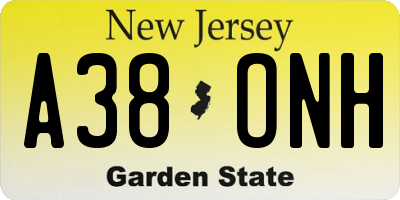 NJ license plate A38ONH