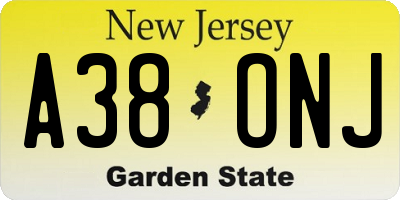 NJ license plate A38ONJ