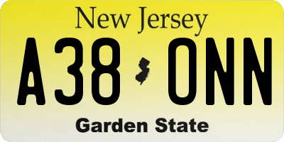 NJ license plate A38ONN