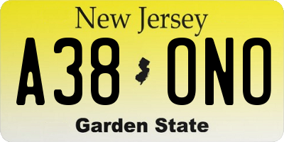 NJ license plate A38ONO
