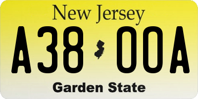 NJ license plate A38OOA