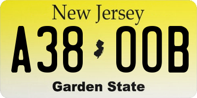 NJ license plate A38OOB