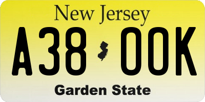 NJ license plate A38OOK
