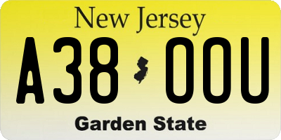 NJ license plate A38OOU